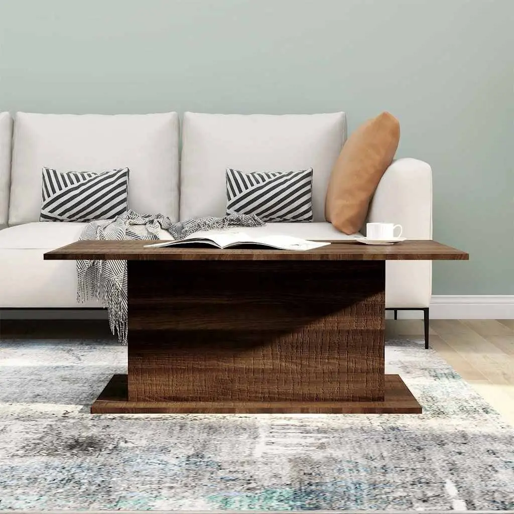 Coffee Table Engineered Wood Brown Oak 102x55.5x40cm Living Room Accent Furniture