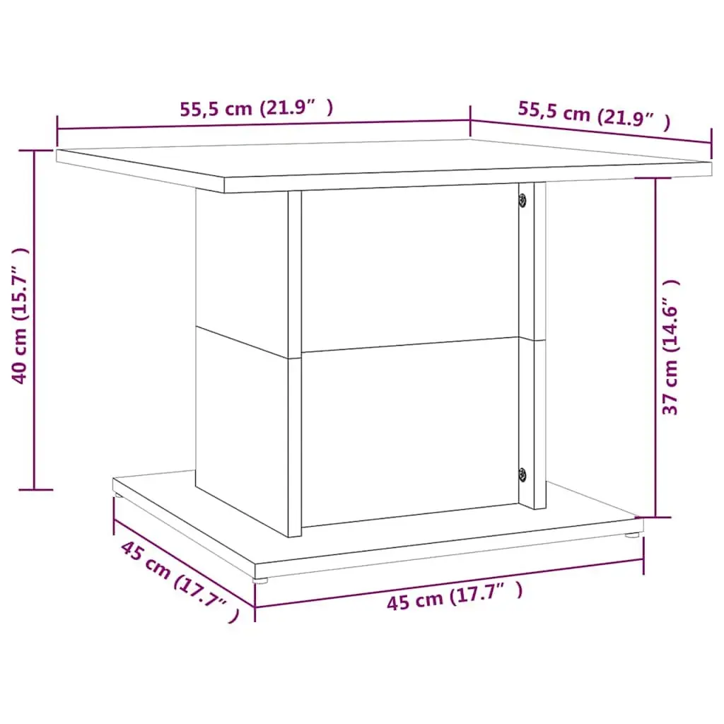 Coffee Table Smoked Oak Brown Engineered Wood Living Room Accent Furniture