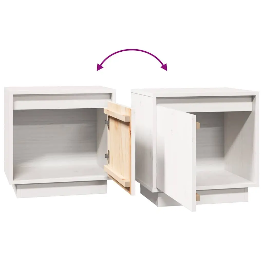 Bedside Table Solid Wood Pine White 40cm W x 30cm D x 40cm H