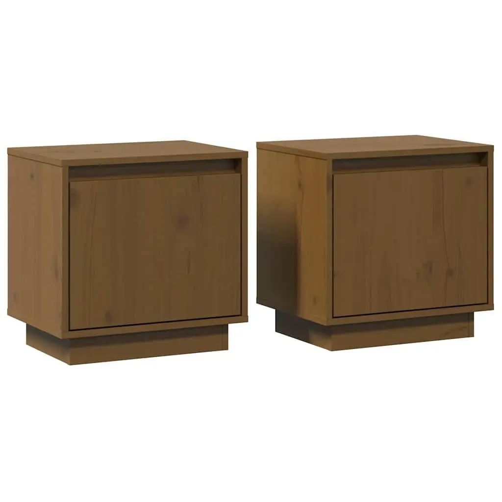 Bedside Cabinets Solid Pinewood 40x30x40 cm Brown 2 Piece Storage Tables