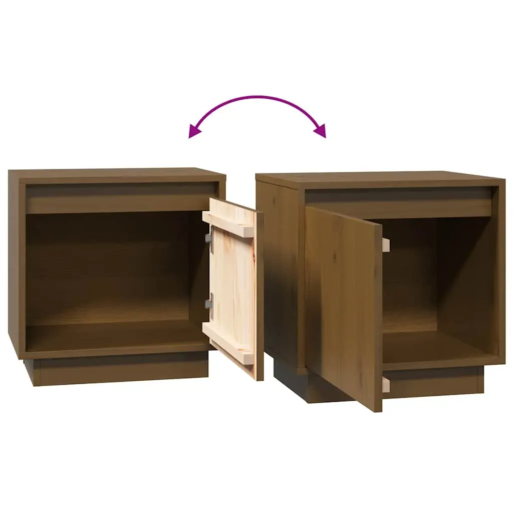 Bedside Cabinets Solid Pinewood 40x30x40 cm Brown 2 Piece Storage Tables