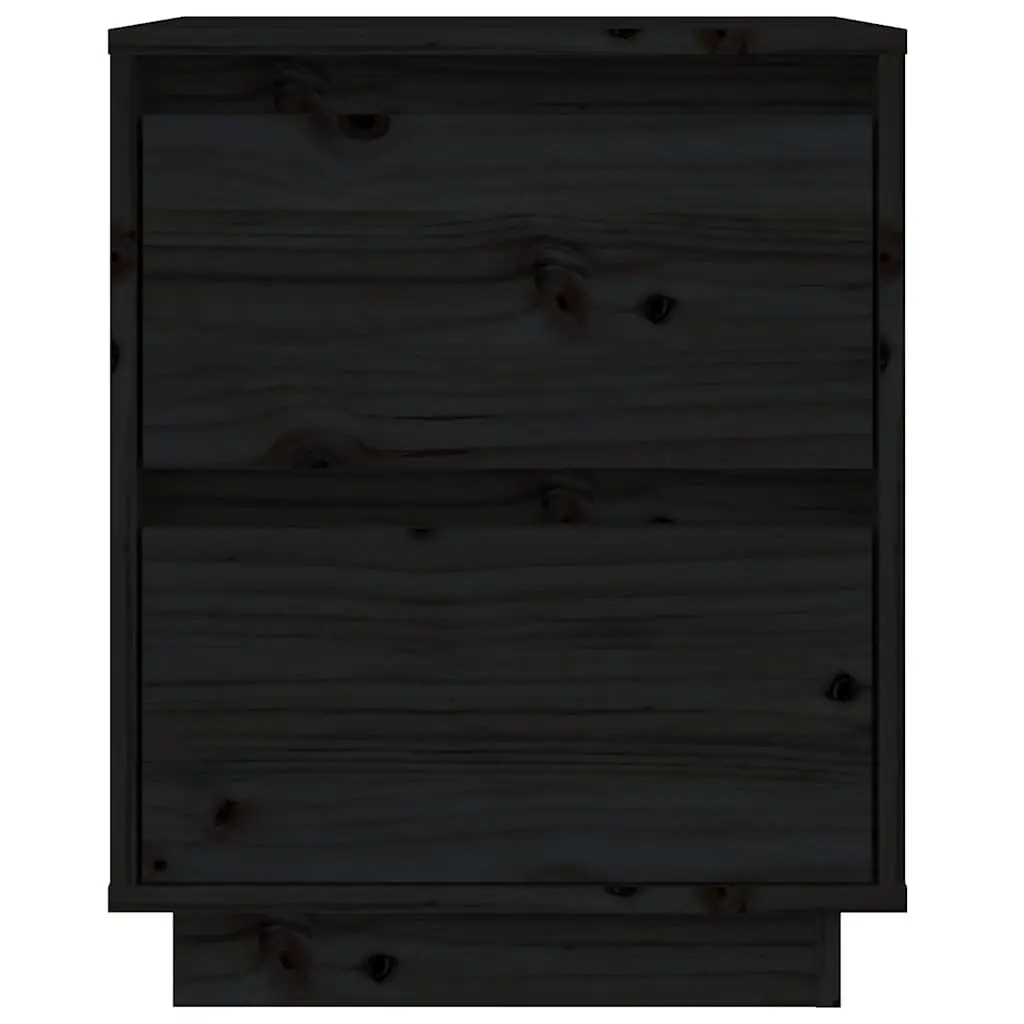 Bedside Tables Wooden 2 Piece Black Storage Modern 40 x 35 x 50 cm