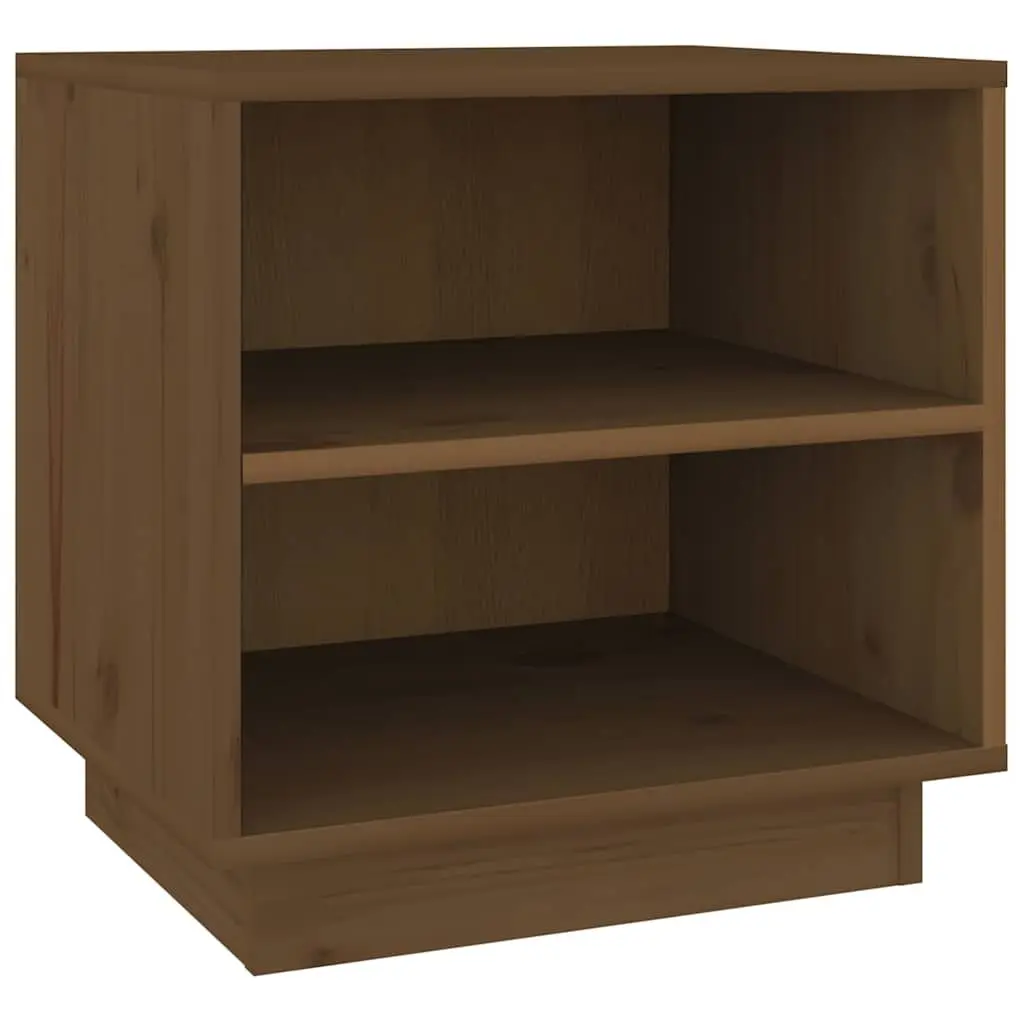 Bedside Table Solid Pinewood Brown Compact Storage Organizer 40 x 34 x 40 cm