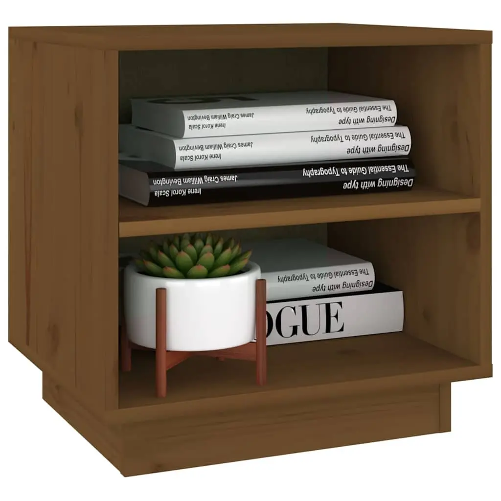 Bedside Table Solid Pinewood Brown Compact Storage Organizer 40 x 34 x 40 cm