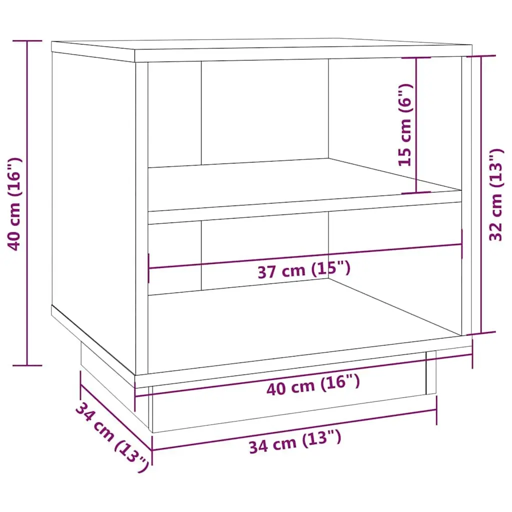 Bedside Table Solid Pinewood Brown Compact Storage Organizer 40 x 34 x 40 cm