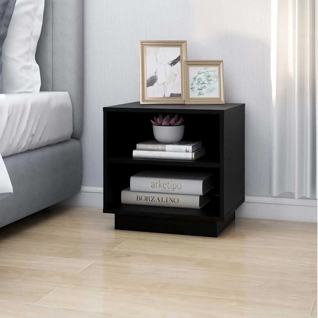 Bedside Cabinets 2 pcs Black 40x34x40 cm Solid Wood Storage Side Tables