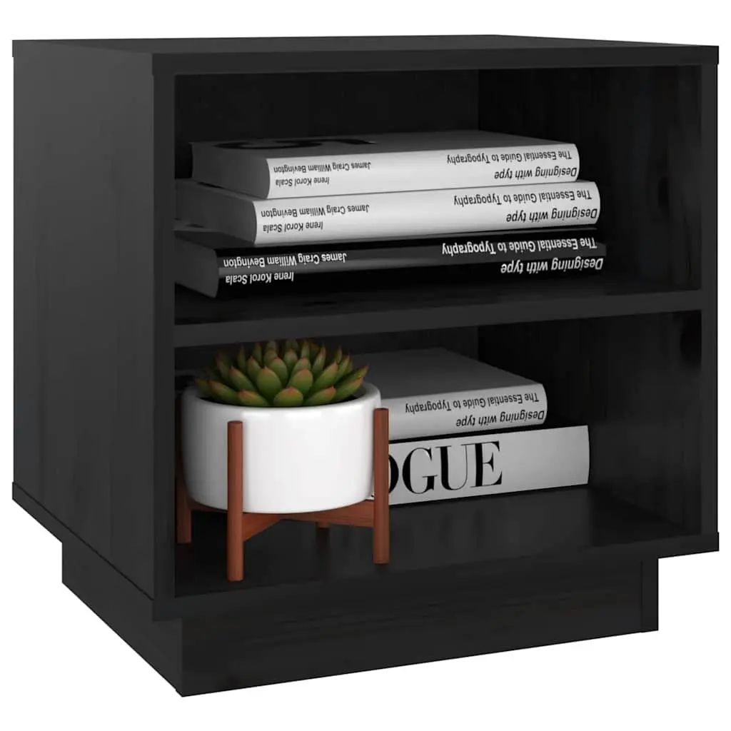 Bedside Cabinets 2 pcs Black 40x34x40 cm Solid Wood Storage Side Tables