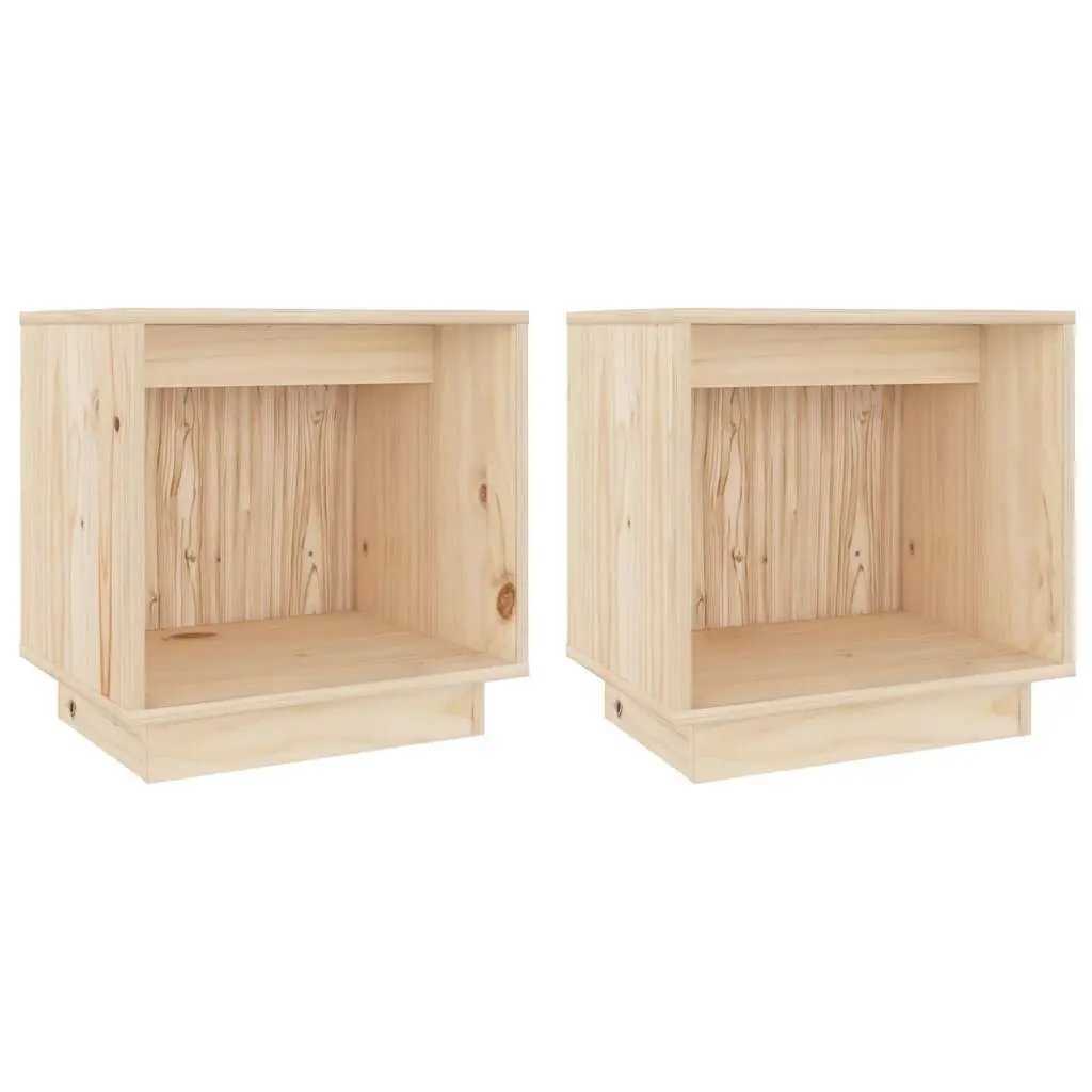 Bedside Cabinets Solid Pinewood 40 x 30 x 40 cm Brown 2 Piece