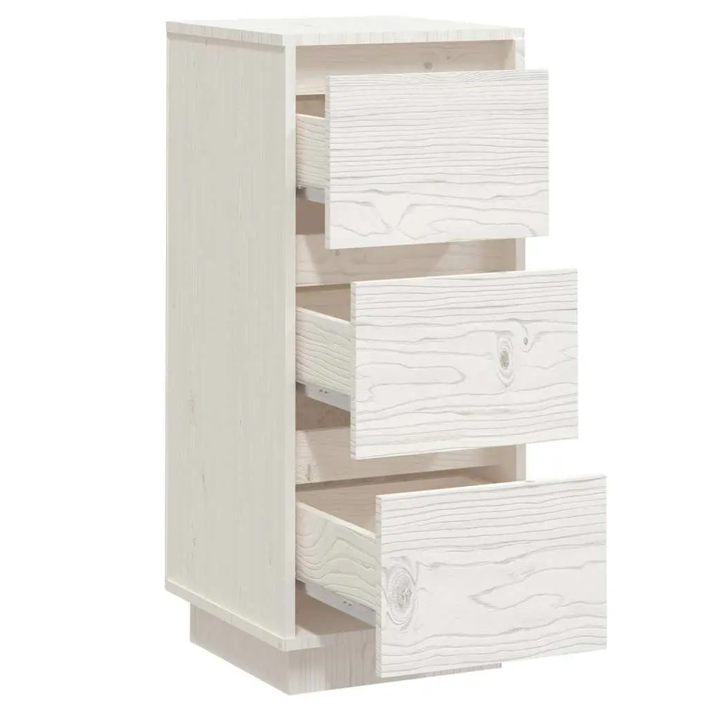 White Sideboards Solid Pinewood Construction Storage Cabinet 2 Pieces 32W x 34D x 75H cm