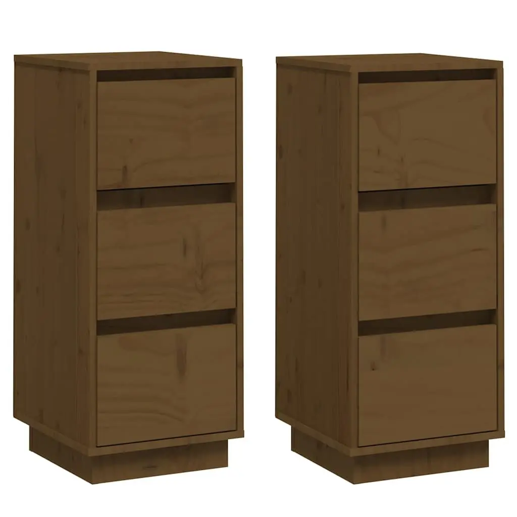 Sideboard Cabinet Solid Pinewood Honey Brown 32cm Width 34cm Depth 75cm Height