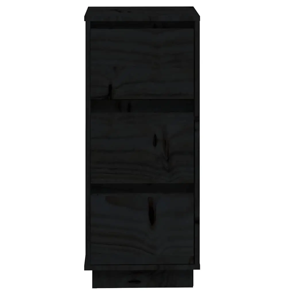 Solid Wood Sideboards 2 pcs Black Storage Cabinet Pinewood Living Room Furniture