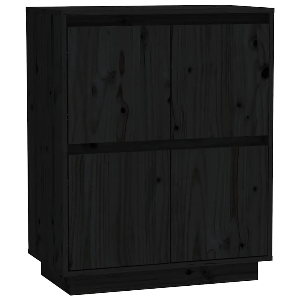 Wooden Sideboard Storage Cabinet 4 Doors Floating Feet Black Buffet Cupboard