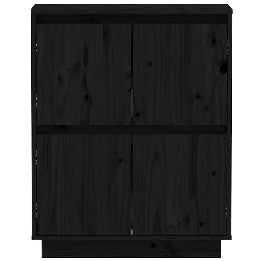 Wooden Sideboard Storage Cabinet 4 Doors Floating Feet Black Buffet Cupboard