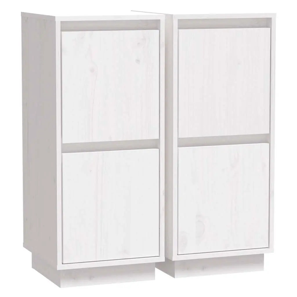 Sideboard Cabinet Set Solid Pine Wood MDF 31.5 x 34 x 75 cm White 2 Piece