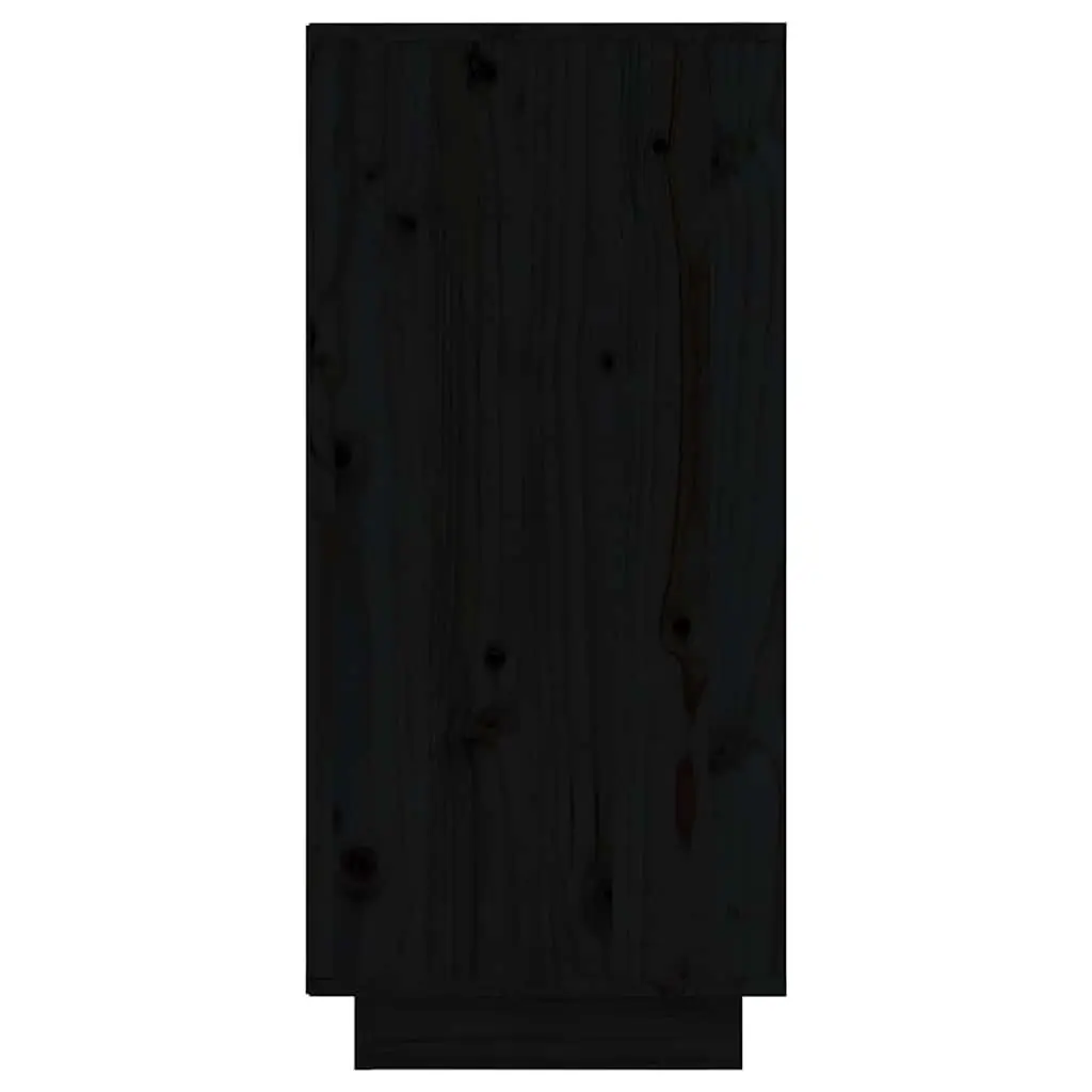Solid Wood Pine Sideboards 2 pcs Black Storage Cabinet Buffet Furniture Set