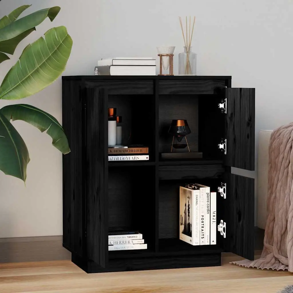 Sideboard Cabinet 60x34x75cm Black 3 Door Storage Buffet Furniture