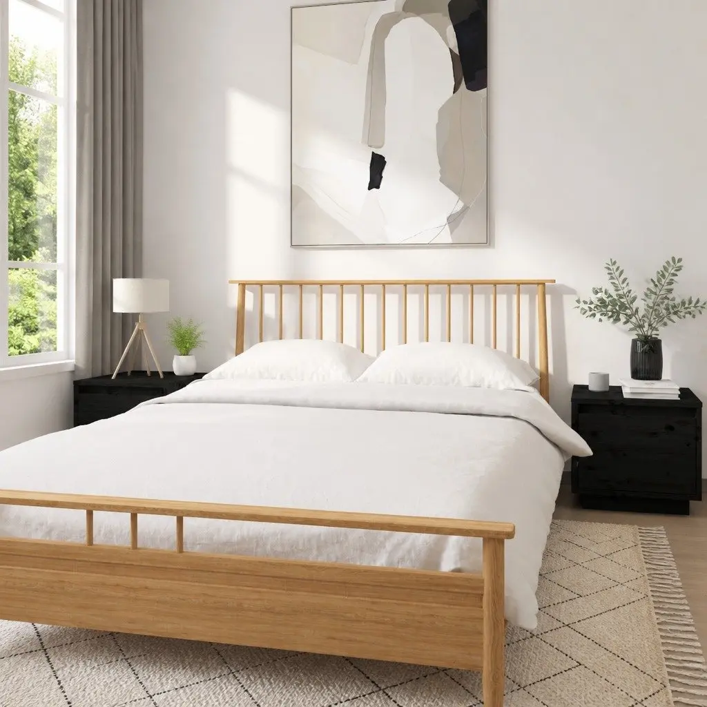 Bedside Cabinets Solid Pinewood Black 35x34x32 cm Storage Side Tables