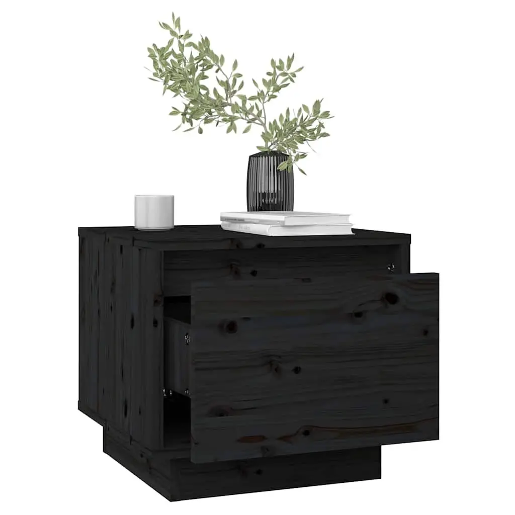 Bedside Cabinets Solid Pinewood Black 35x34x32 cm Storage Side Tables