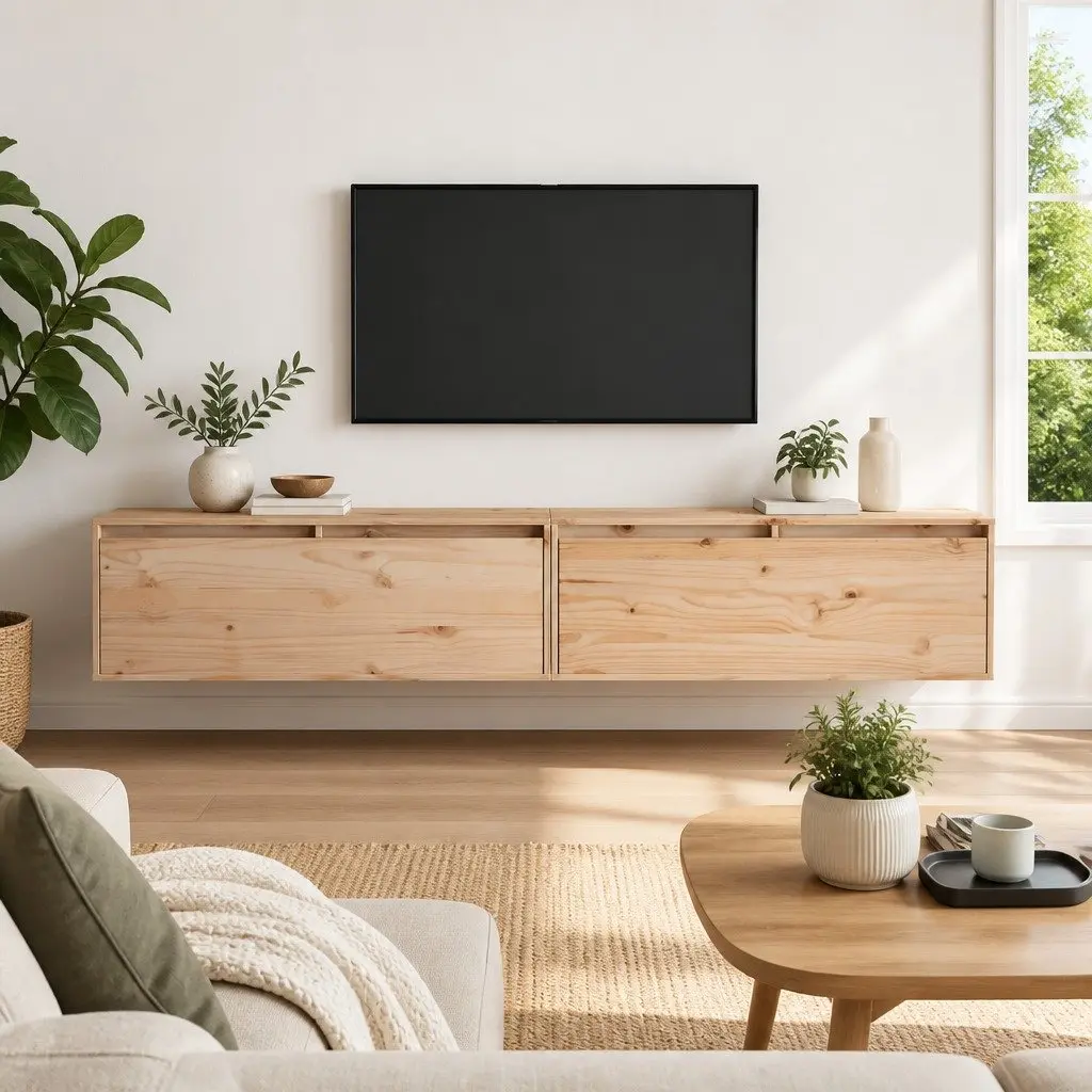 Floating Wall Cabinets Brown Solid Pinewood 100x30x35cm Storage Unit Pair