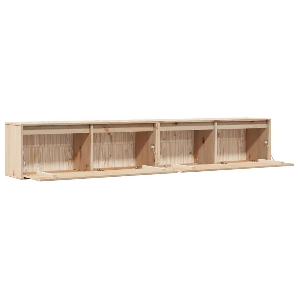 Floating Wall Cabinets Brown Solid Pinewood 100x30x35cm Storage Unit Pair
