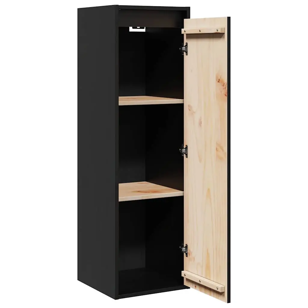 Wall Cabinets Floating Storage Solid Pine Black 30x30x100 cm 2 Pieces