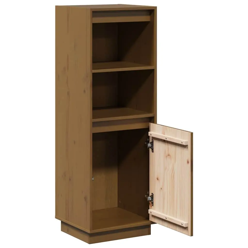 Highboard Solid Pine Wood Storage Cabinet 37W x 34D x 110H cm Brown