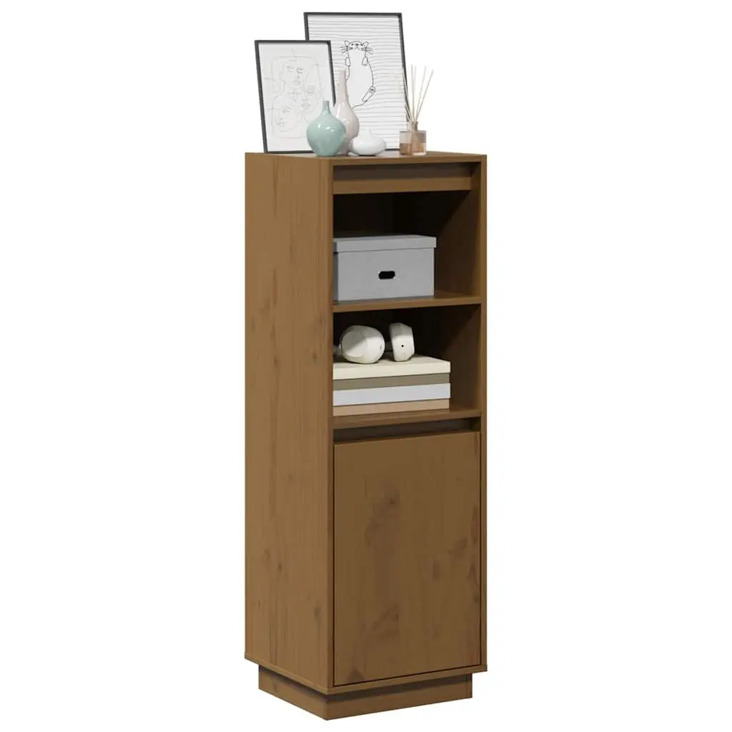 Highboard Solid Pine Wood Storage Cabinet 37W x 34D x 110H cm Brown