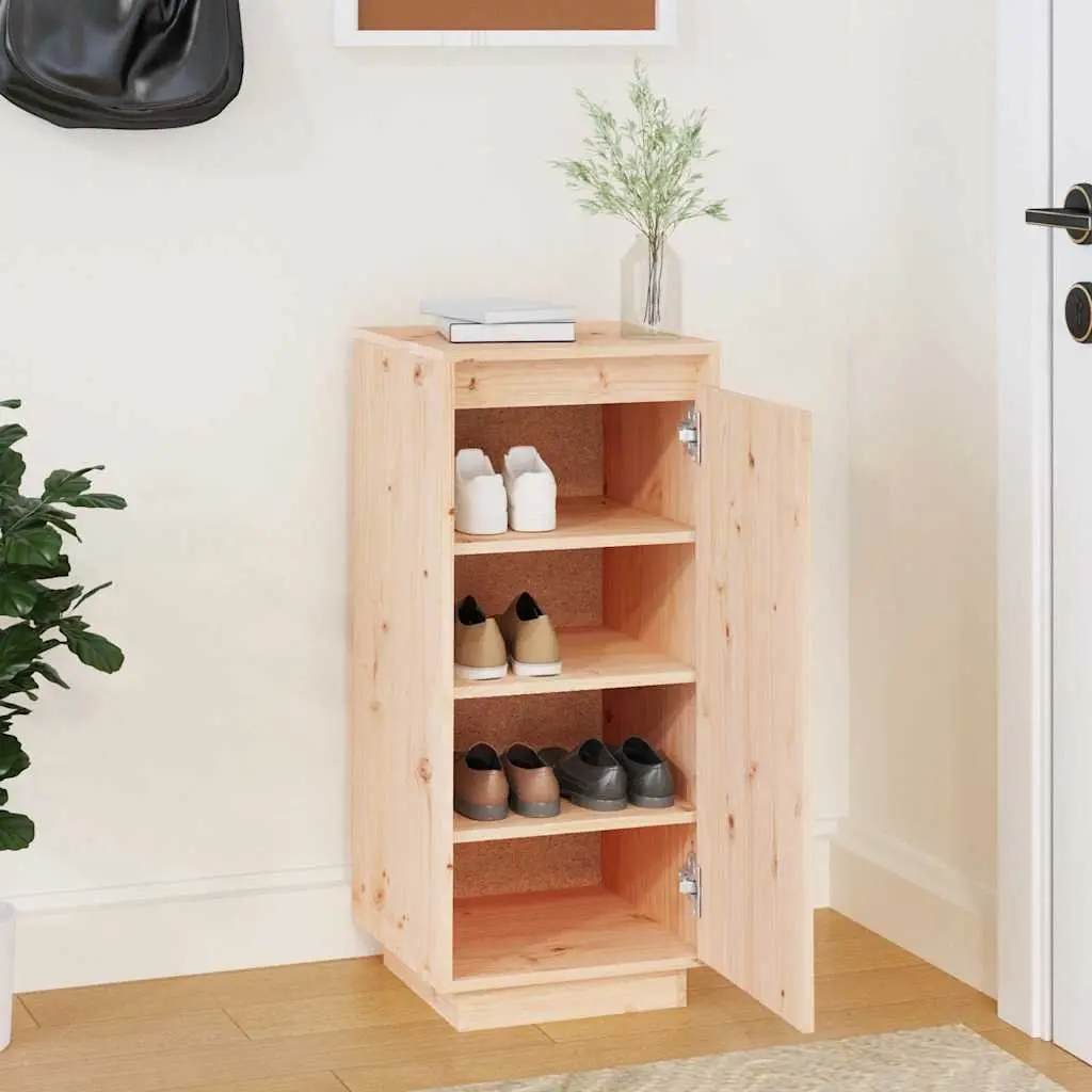 Wooden Shoe Cabinet Organiser Rack Solid Pinewood 35W x 35D x 80H cm Brown