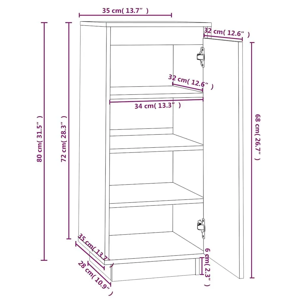 Wooden Shoe Cabinet Organiser Rack Solid Pinewood 35W x 35D x 80H cm Brown