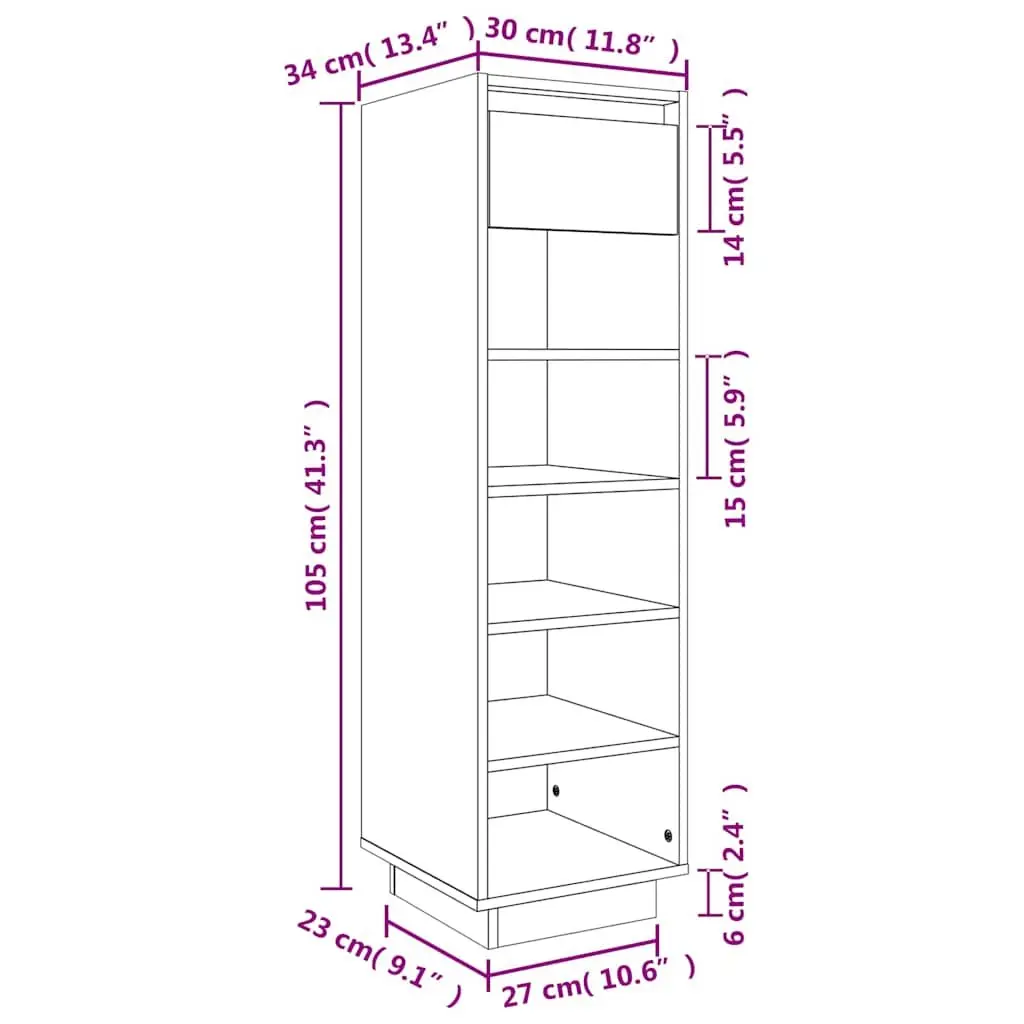 Shoe Cabinet with Drawer Brown Floating Feet Storage Organiser 5 Compartments