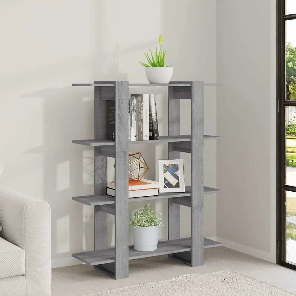 Book Cabinet Grey Shelving Unit 100W x 30D x 123.5H cm Storage Organiser Room Divider