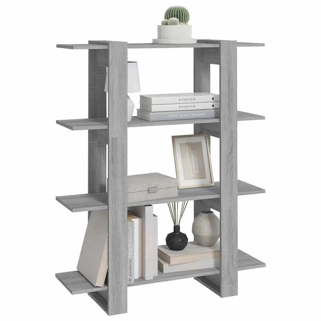 Book Cabinet Grey Shelving Unit 100W x 30D x 123.5H cm Storage Organiser Room Divider