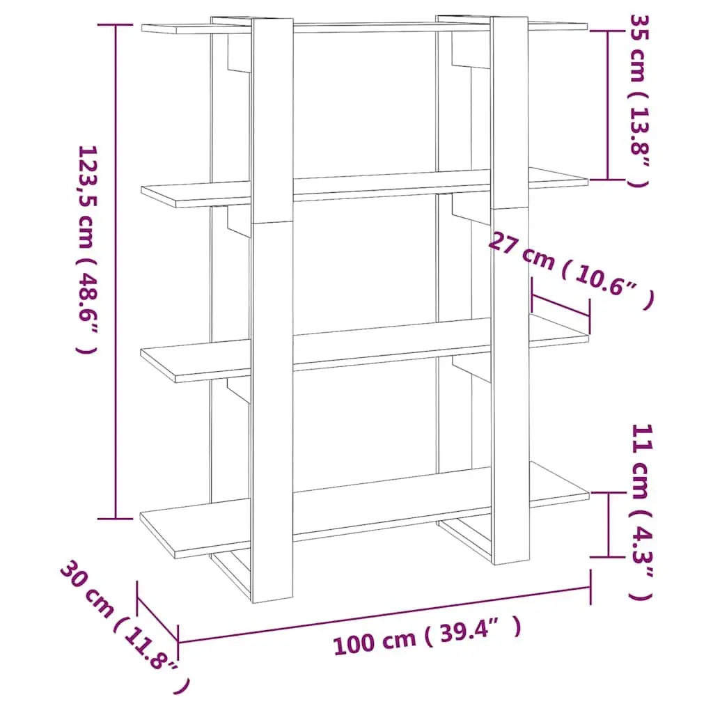 Book Cabinet Grey Shelving Unit 100W x 30D x 123.5H cm Storage Organiser Room Divider