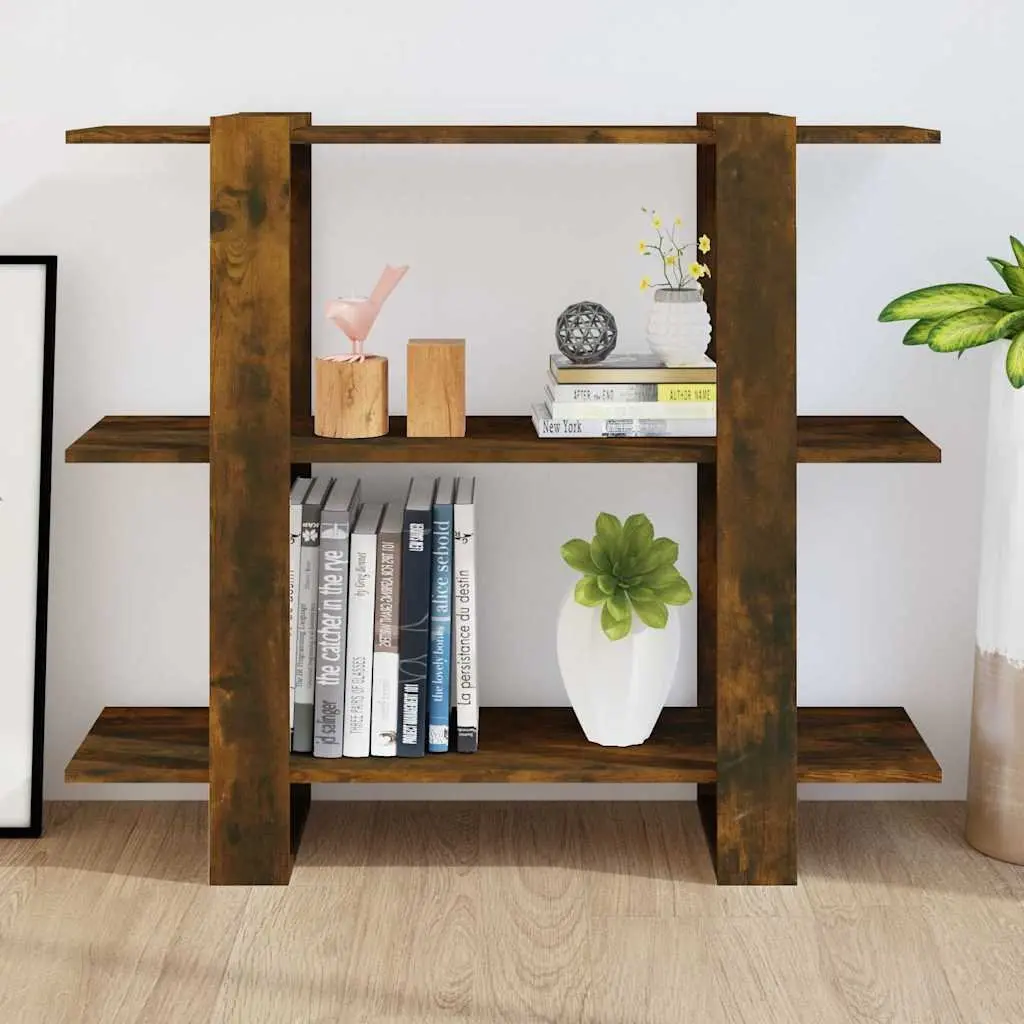 Book Cabinet Wooden Room Divider Storage Shelving Unit 100L x 30W x 87H cm Brown
