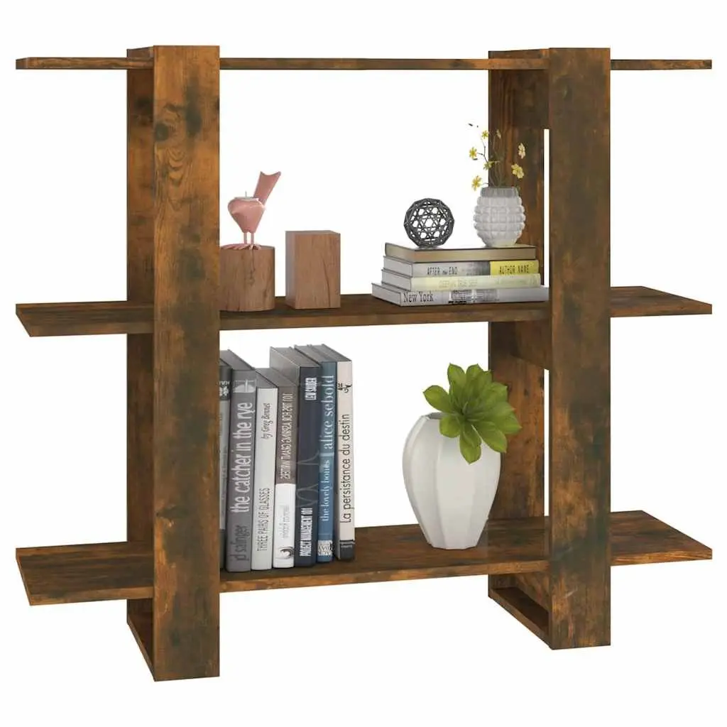Book Cabinet Wooden Room Divider Storage Shelving Unit 100L x 30W x 87H cm Brown