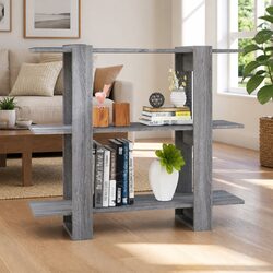 Practical Grey Room Divider Book Cabinet - 100x30x87cm