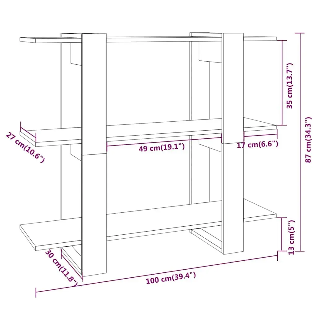 Book Cabinet Room Divider Grey Sonoma Bookshelf Storage Organiser 100x30x87cm