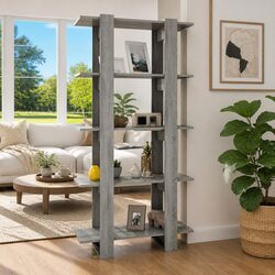 Functional Book Cabinet Room Divider in Grey Sonoma