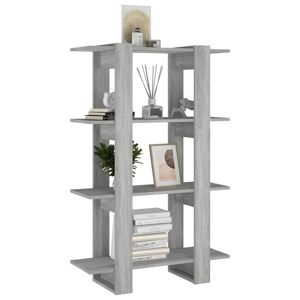 Book Cabinet Wooden Grey Room Divider Shelving Unit 80 x 30 x 123.5 cm