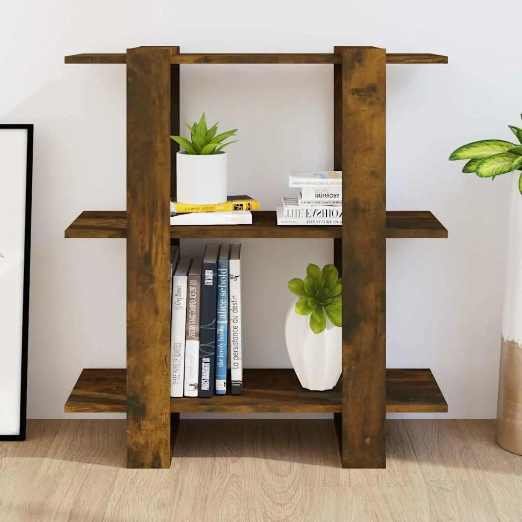 Book Cabinet Wooden Room Divider 80W x 30D x 87H cm Brown Storage Shelving Unit