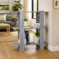 Book Cabinet Room Divider Grey 80x30x87cm Wooden Bookshelf Storage Organiser