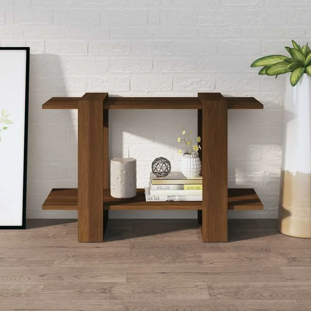 Brown Oak Book Storage Shelf 80x30x51cm Room Divider Organizer