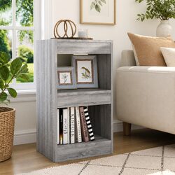 Functional Grey Book Cabinet for Home Organizing