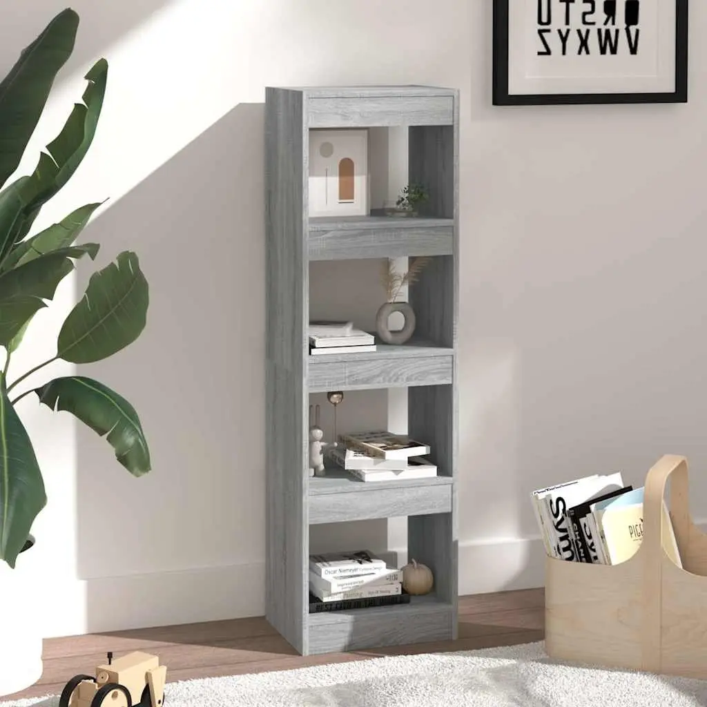 Book Cabinet Room Divider Tall Bookshelf Grey Standing Shelving Storage Unit