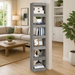Book Cabinet Room Divider Grey Sonoma 40x30x198cm Shelving Storage Unit