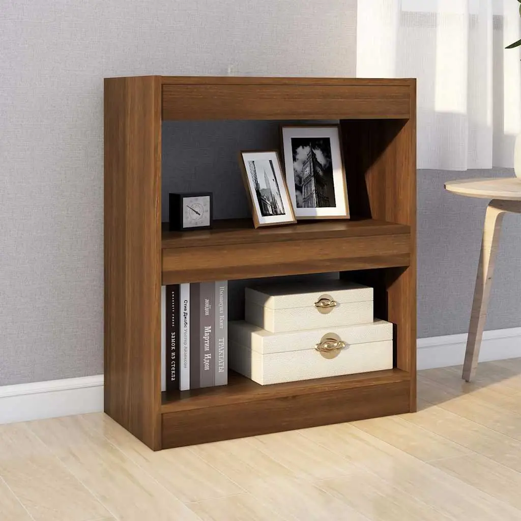 Brown Oak Shelving Unit Book Cabinet Room Divider Storage Bookcase 60W x 30D x 72H cm