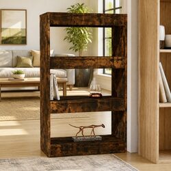 Book Cabinet Room Divider Shelf Smoked Oak 60x30x103cm Engineered Wood Storage