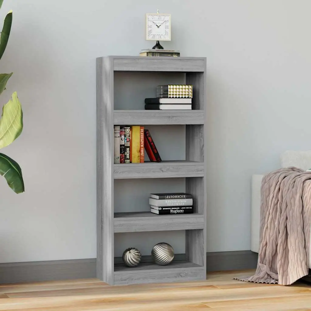 Book Cabinet Room Divider Engineered Wood 60x30x135 cm Grey Sonoma