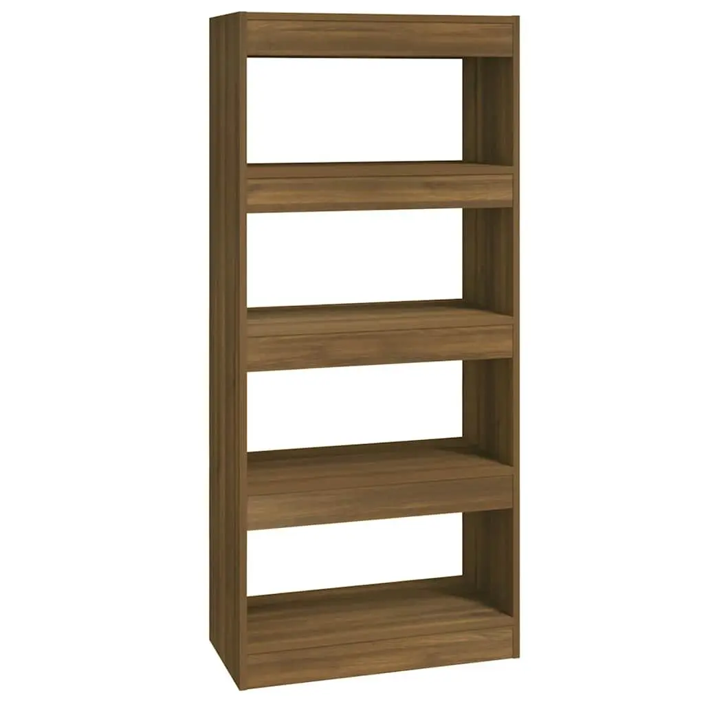 Room Divider Book Cabinet Engineered Wood Brown Oak 60x30x135 cm