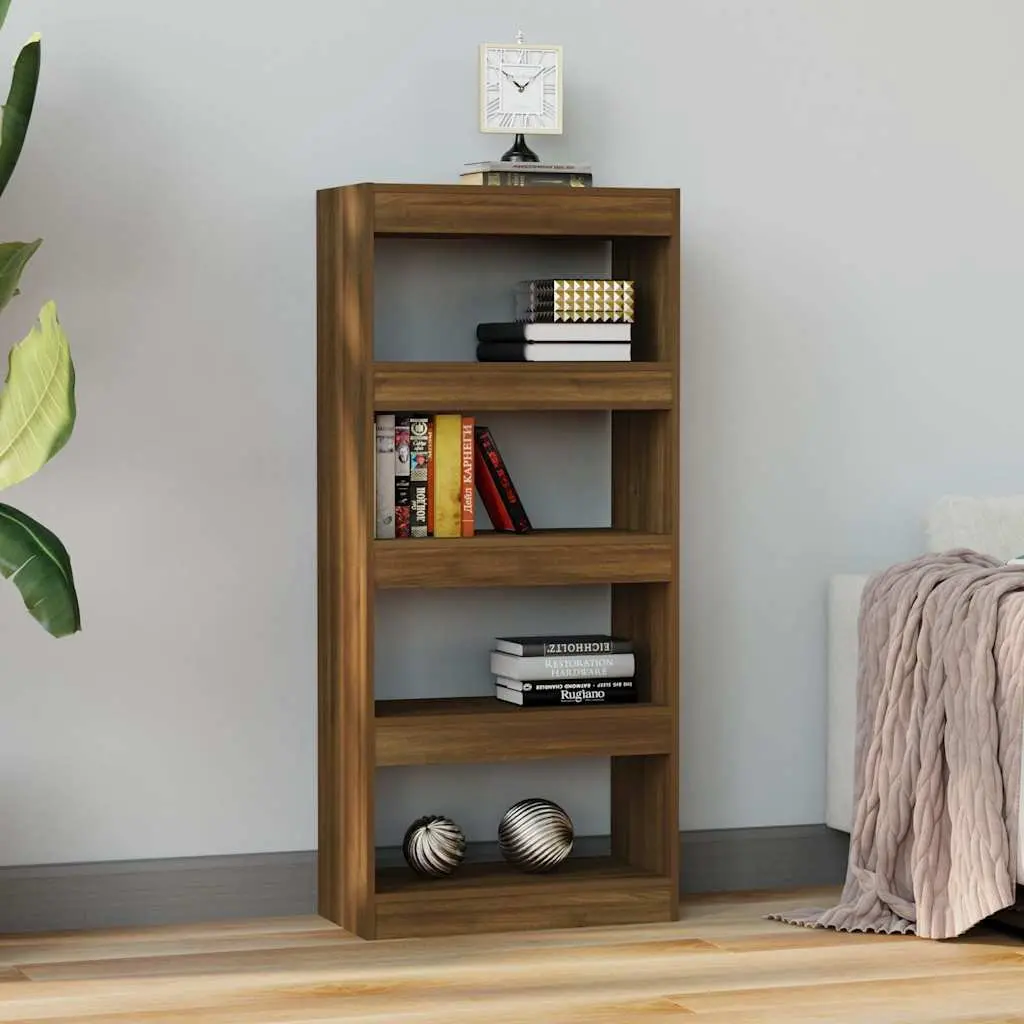 Room Divider Book Cabinet Engineered Wood Brown Oak 60x30x135 cm